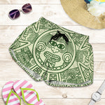 Green Maya Calendar Print Women's Shorts
