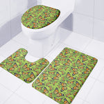 Green Monarch Butterfly Pattern Print 3 Piece Bath Mat Set