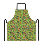 Green Monarch Butterfly Pattern Print Apron