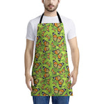 Green Monarch Butterfly Pattern Print Apron
