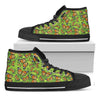 Green Monarch Butterfly Pattern Print Black High Top Shoes
