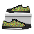 Green Monarch Butterfly Pattern Print Black Low Top Sneakers