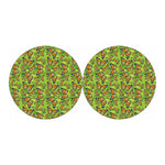 Green Monarch Butterfly Pattern Print Car Coasters