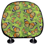 Green Monarch Butterfly Pattern Print Car Headrest Covers