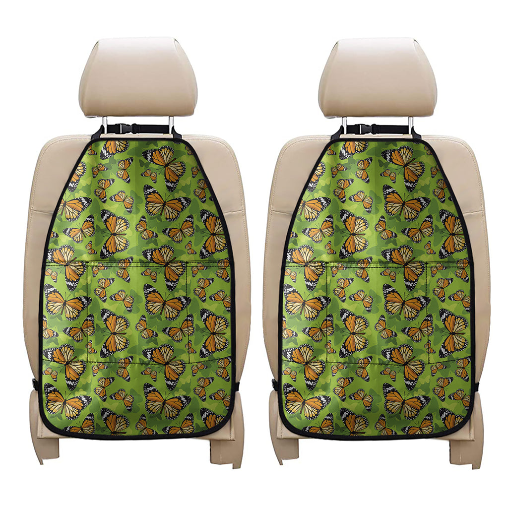 Green Monarch Butterfly Pattern Print Car Seat Organizers