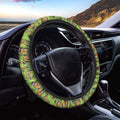 Green Monarch Butterfly Pattern Print Car Steering Wheel Cover