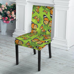 Green Monarch Butterfly Pattern Print Dining Chair Slipcover