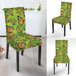 Green Monarch Butterfly Pattern Print Dining Chair Slipcover