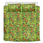 Green Monarch Butterfly Pattern Print Duvet Cover Bedding Set