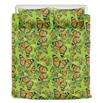 Green Monarch Butterfly Pattern Print Duvet Cover Bedding Set
