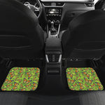 Green Monarch Butterfly Pattern Print Front and Back Car Floor Mats