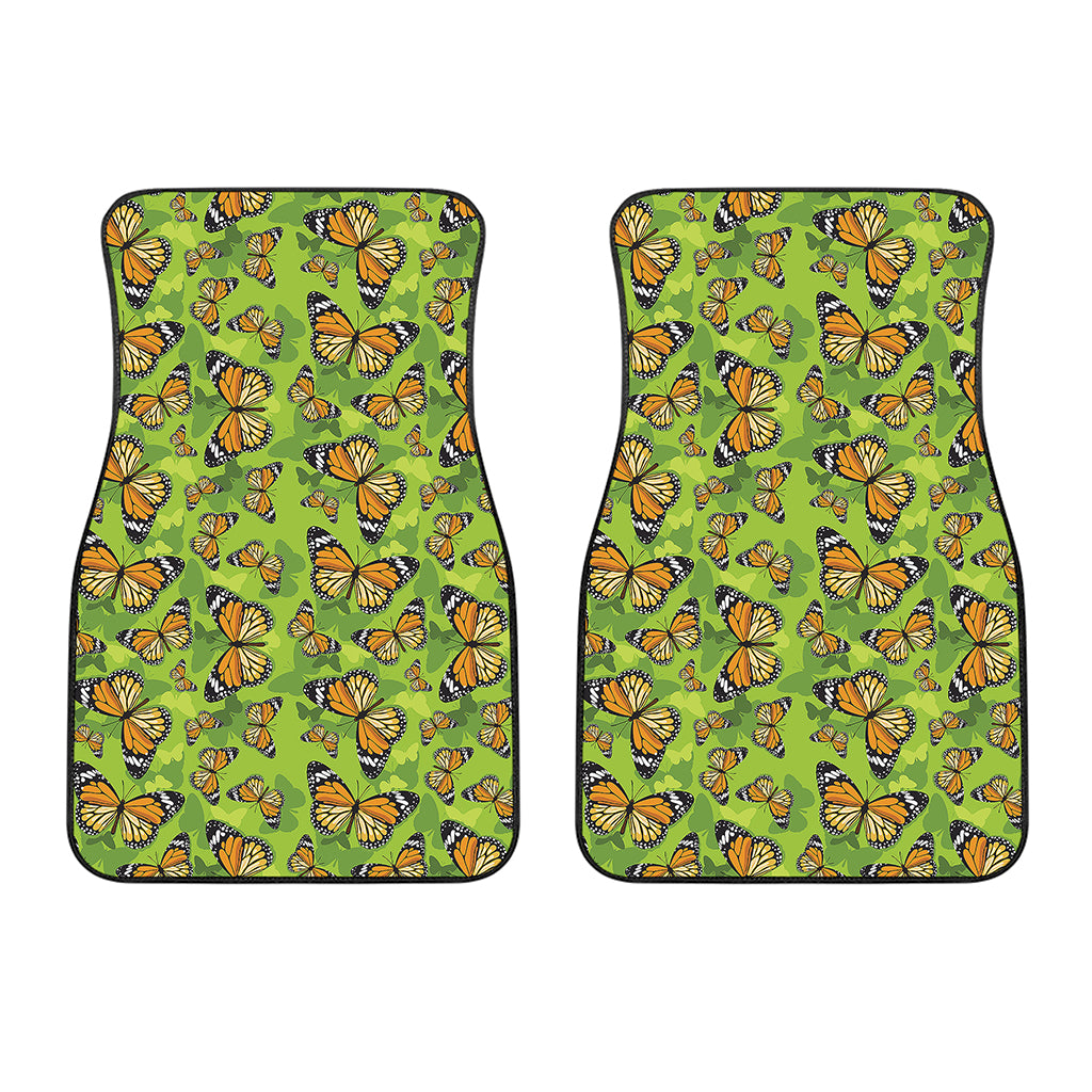 Green Monarch Butterfly Pattern Print Front Car Floor Mats