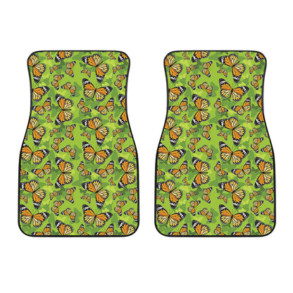 Green Monarch Butterfly Pattern Print Front Car Floor Mats