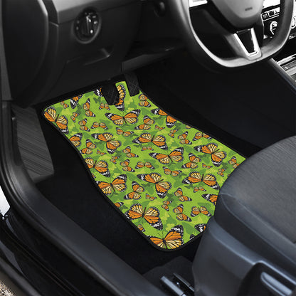 Green Monarch Butterfly Pattern Print Front Car Floor Mats