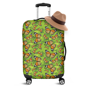 Green Monarch Butterfly Pattern Print Luggage Cover