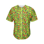 Green Monarch Butterfly Pattern Print Men's Baseball Jersey