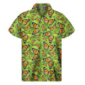 Green Monarch Butterfly Pattern Print Men's Short Sleeve Shirt
