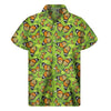 Green Monarch Butterfly Pattern Print Men's Short Sleeve Shirt