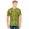 Green Monarch Butterfly Pattern Print Men's T-Shirt