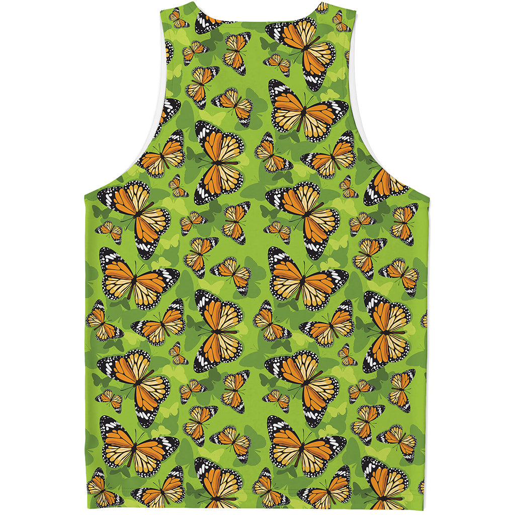 Green Monarch Butterfly Pattern Print Men's Tank Top