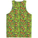 Green Monarch Butterfly Pattern Print Men's Tank Top