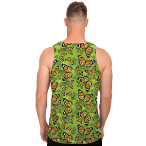 Green Monarch Butterfly Pattern Print Men's Tank Top