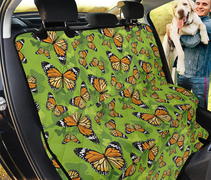 Green Monarch Butterfly Pattern Print Pet Car Back Seat Cover