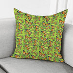 Green Monarch Butterfly Pattern Print Pillow Cover