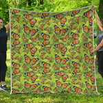 Green Monarch Butterfly Pattern Print Quilt