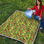 Green Monarch Butterfly Pattern Print Quilt