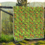 Green Monarch Butterfly Pattern Print Quilt