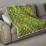 Green Monarch Butterfly Pattern Print Quilt