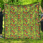 Green Monarch Butterfly Pattern Print Quilt