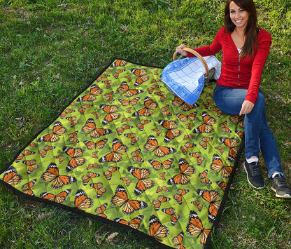 Green Monarch Butterfly Pattern Print Quilt
