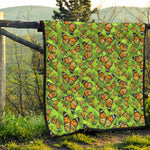 Green Monarch Butterfly Pattern Print Quilt