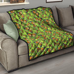 Green Monarch Butterfly Pattern Print Quilt