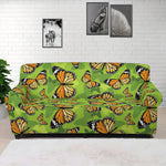 Green Monarch Butterfly Pattern Print Sofa Cover