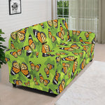 Green Monarch Butterfly Pattern Print Sofa Cover