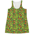 Green Monarch Butterfly Pattern Print Women's Racerback Tank Top