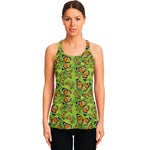 Green Monarch Butterfly Pattern Print Women's Racerback Tank Top