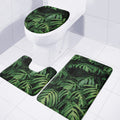Green Monstera Leaf Print 3 Piece Bath Mat Set