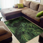 Green Monstera Leaf Print Area Rug