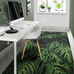 Green Monstera Leaf Print Area Rug