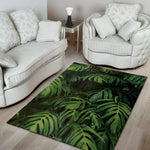 Green Monstera Leaf Print Area Rug