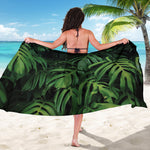 Green Monstera Leaf Print Beach Sarong Wrap