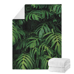 Green Monstera Leaf Print Blanket