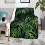 Green Monstera Leaf Print Blanket