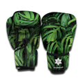 Green Monstera Leaf Print Boxing Gloves
