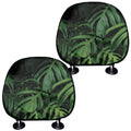 Green Monstera Leaf Print Car Headrest Covers