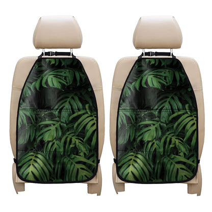 Green Monstera Leaf Print Car Seat Organizers